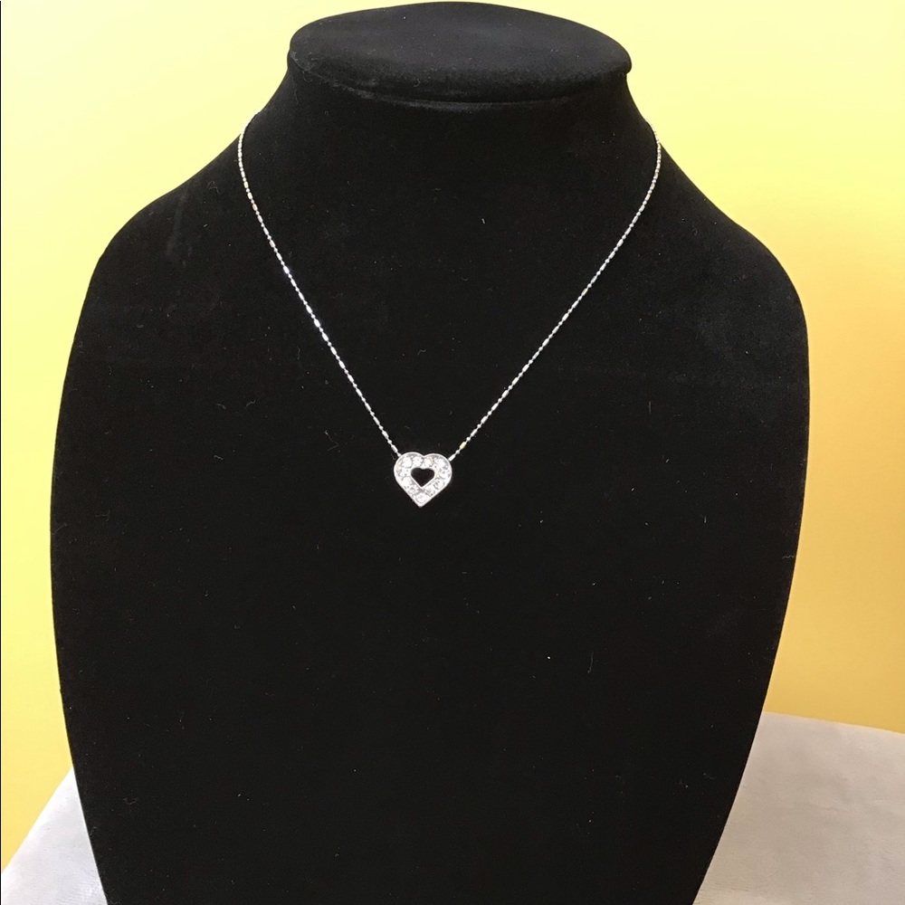 Vintage Heart shaped rhinestone rhodium pendant